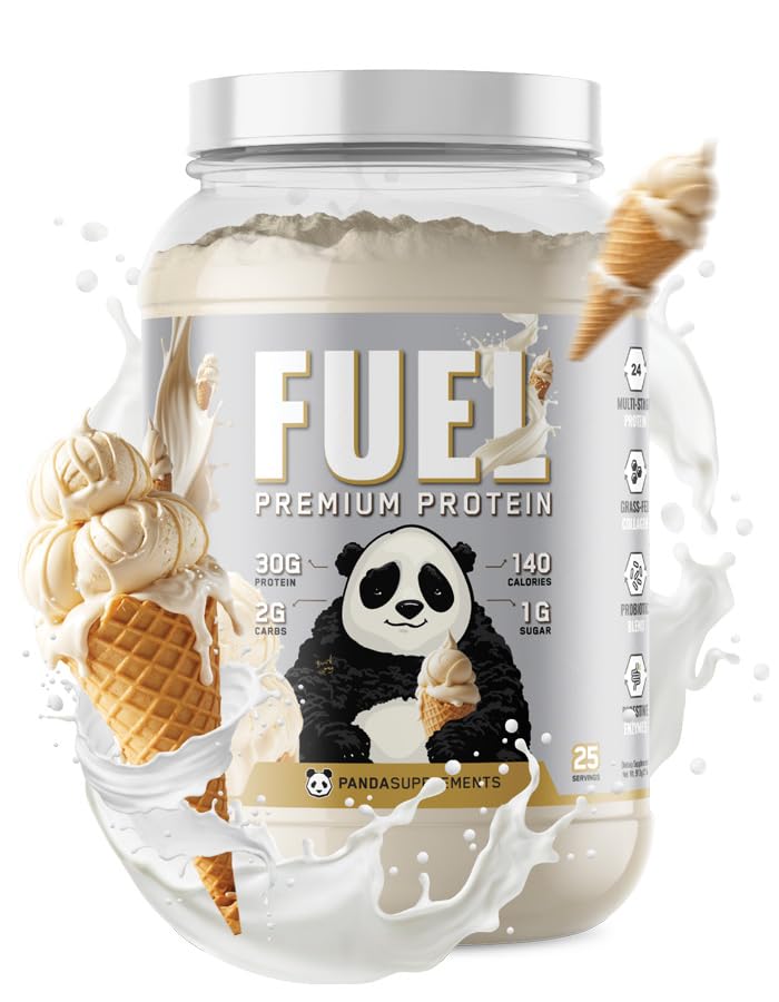 Underground Bio Labs Panda Fuel Premium Protein Whey,Hydrolyzed Collagen,Casein,Probiotics, Enzymes, Keto Friendly,Time Release, 25 Servings (2.5 Pound, Vanilla Ice Cream)