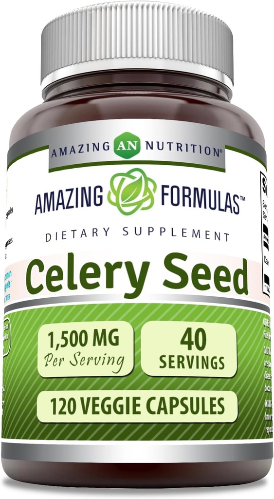 Formules étonnantes Supplément d'extrait de graines de céleri : 1500 Mg par portion 120 Capsules de légumes : non-OGM