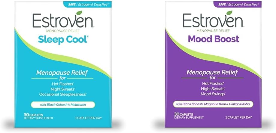Estroven Sleep Cool pour le soulagement de la ménopause, 30 Ct, Supplément de soutien du sommeil et Boost d'humeur pour le soulagement de la ménopause - 30 Ct. - Ingrédients prouvés cliniquement
