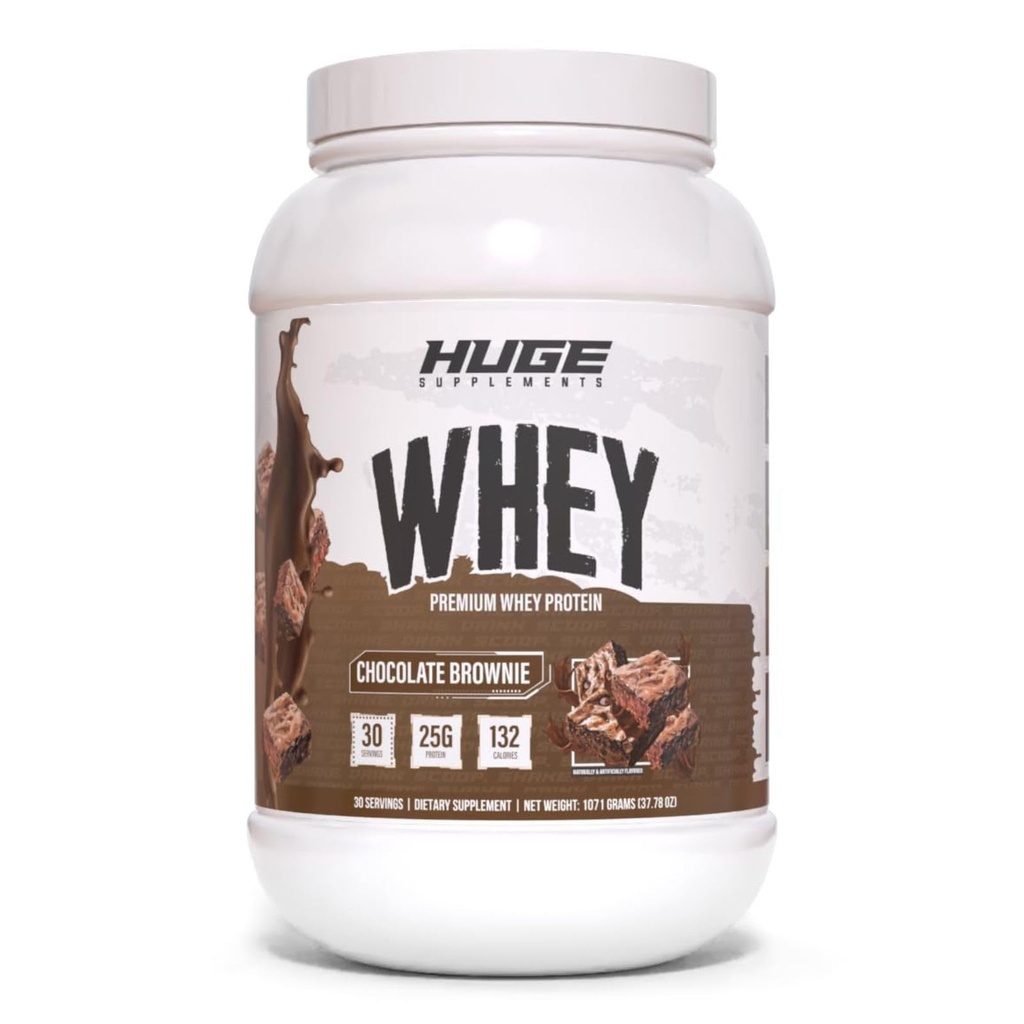 Huge Whey, Protein Powder for Muscle Gain, 25g Protein, 12g EAAs, Supports Muscle Growth, Performance & Recovery (Chocolate Brownie, 30 Servings)