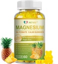 Gommies glycinées de magnésium 400mg, Taurate de magnésium sans sucre, Supplément de malate avec vitamine D, B6, CoQ10 pour la relaxation, le stress, le muscle, les os et le sommeil- 60 Gommies d'ananas
