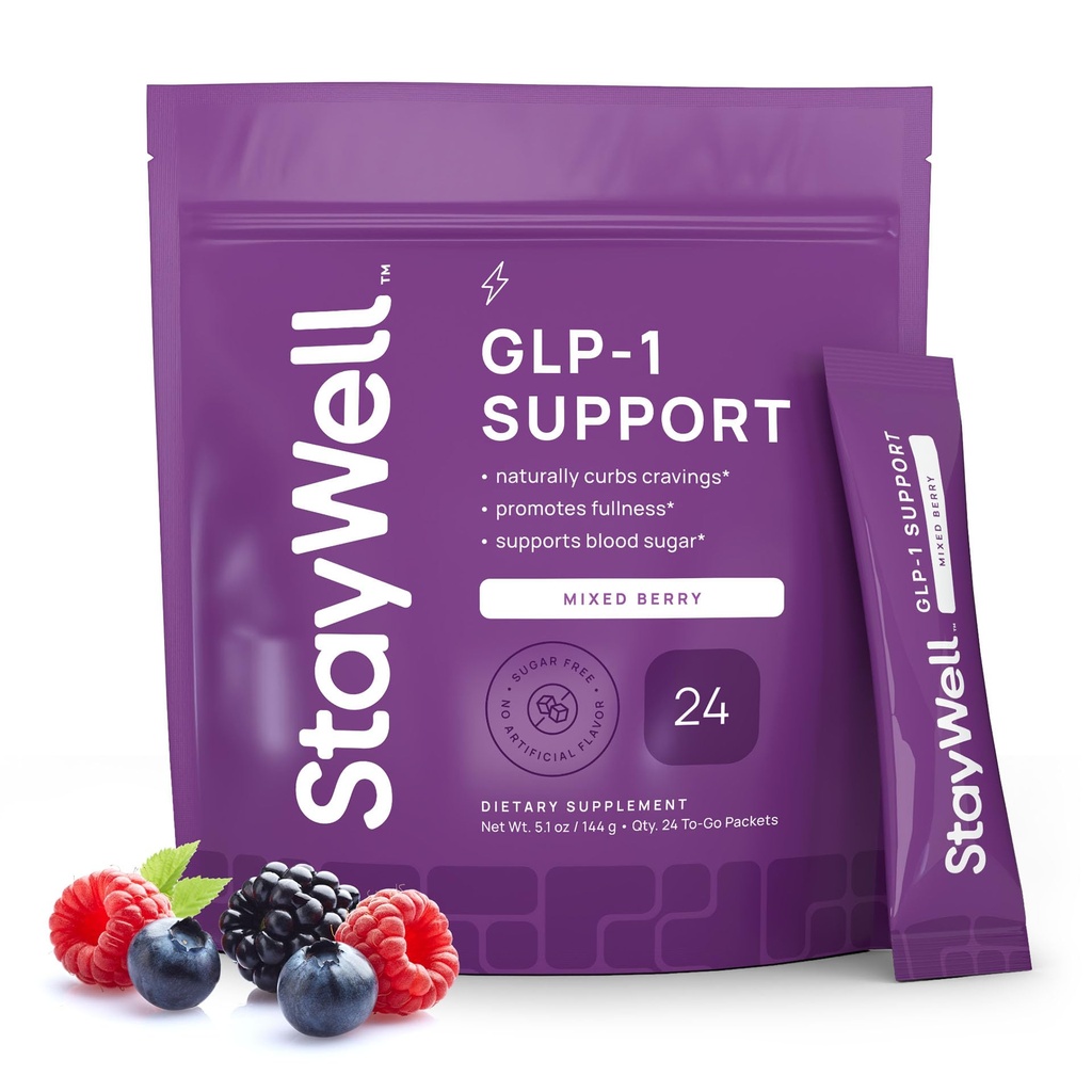 GLP-1 Supplement | Natural GLP-1 Production | GLP 1 Booster Drink Mix to Control Appetite and Cravings | Great Tasting Metabolic Support - Yerba Mate, Garcinia Cambogia, Berberine [Mixed Berry]