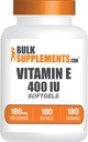 BulkSupplements.com Vitamine E 400 UI Softgels - Supplément Vitamine E, comme D-Alpha-Tocophérol, Antioxydants - Sans gluten, 1 Softgel par portion, 180 Compte (paquet de 1)