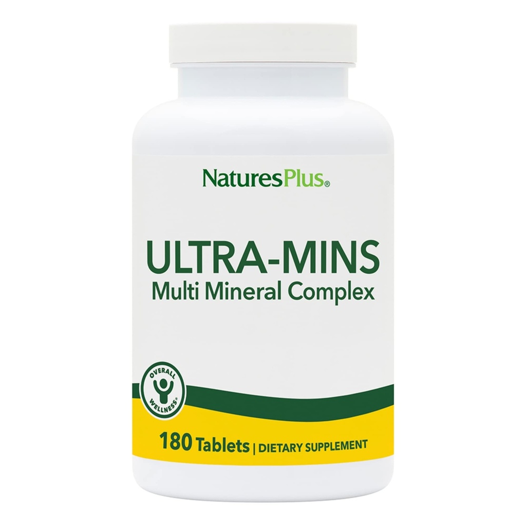 NaturesPlus Ultra-Mins - 180 Tablets - Multi Mineral Complex with Calcium, Iron, Magnesium & Zinc - Vegan, Gluten Free - 90 Servings