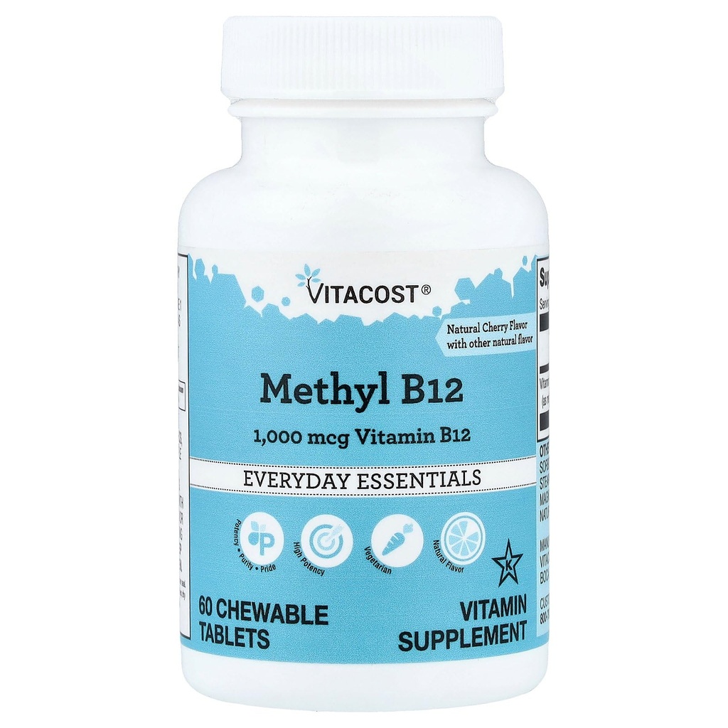 Vitacost Methyl B12, Natural Cherry, 1,000 mcg, 60 Chewable Tablets