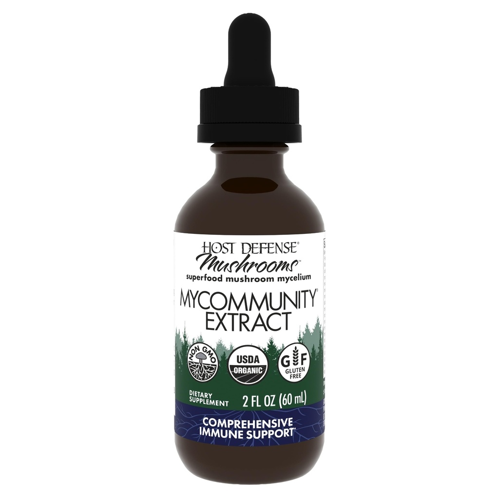 Host Defense MyCommunity Extract - 17 Species Blend Mushroom Supplement for Immune Support - Extract with Lion's Mane, Reishi, Chaga, Cordyceps, Turkey Tail & More - 2 fl oz (60 Servings)