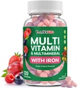 YumVs enfants Multivitamine avec fer et minéraux Comprimés à mâcher – Vitamines au raisin et aux fruits de mer pour les tout-petits et les enfants 2 ans et plus – Multivitamine quotidienne pour le soutien immunitaire – Casher, non-OGM – 120 Chewables