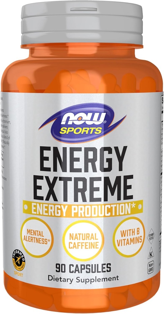 NOW Foods Sports Nutrition, Sports Énergie Extreme avec des vitamines B et d'autres cofacteurs tels que le chrome, le malate de magnésium et la carnitine, 90 Capsules de Veg