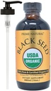 PRIME NATURAL Huile de graines noires organiques 16 oz - Thymoquinone élevée pressée à froid 1,7% Certifié USDA - Origine turque Potent Nigella Sativa Liquide - Oméga végétalien 3 6 9, Antioxydant