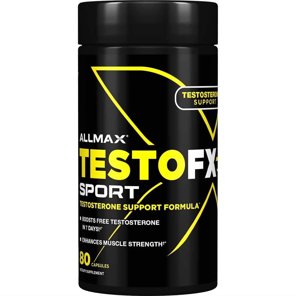 ALLMAX TESTOFX Sport - 80 Capsules - Testosterone Support Formula - Boosts Muscle Strength - with Zinc, Vitamin B6 & Magnesium - 20 Servings