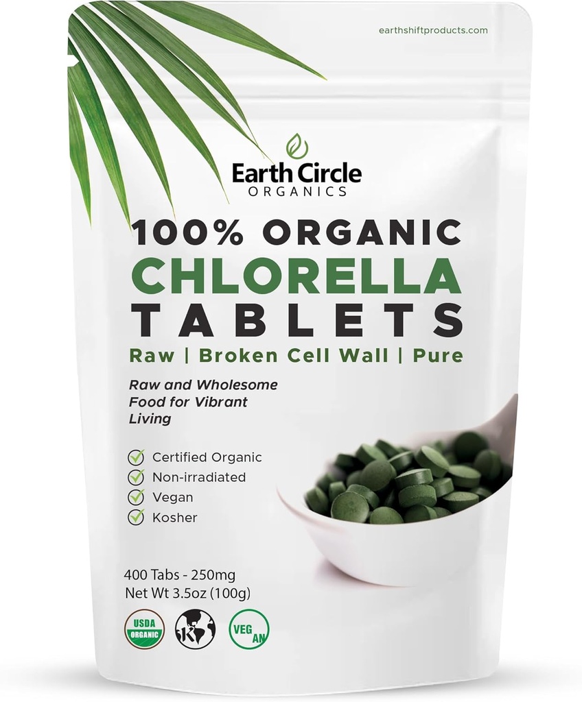 Comprimés de Chlorella Biologique 400 Count.