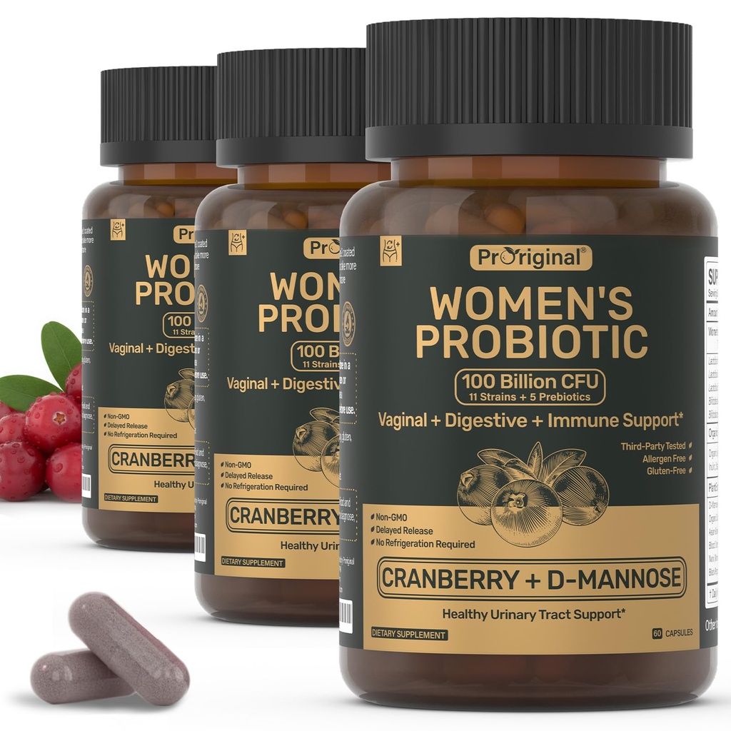 Probiotics for Women – Women’s Probiotic for Digestive, Vaginal, Urinary Health & pH Balance – 100 Billion CFU, 11 Strains with Organic Prebiotics, Cranberry Extract, D-Mannose – Non-GMO, 180 Caps