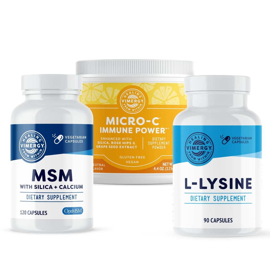 Vimergy Collagen Replenish Kit – Collagen Support Supplement with MSM, Lysine & Micro-C Immune Power™ (Vitamin C) – Supports Hair, Skin & Nails, Keratin & Elastin*