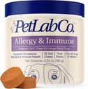 PetLab Co. Allergies et immunitaires probiotiques quotidiens pour chiens. Supporte la production de levures, allergies saisonnières, Itchiness intermittente, Gut et santé digestive pour les grands chiens - 30 Chews - Emballage Mai Varier
