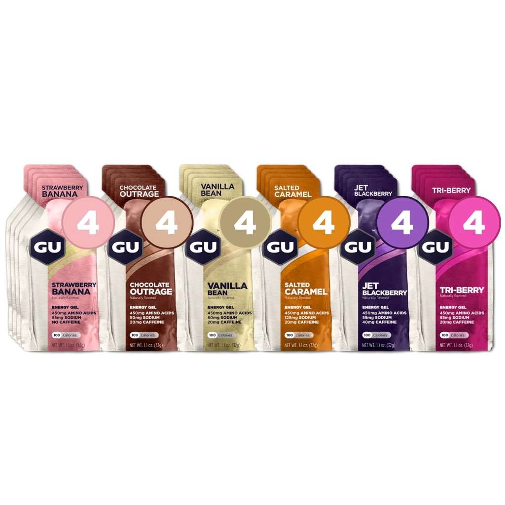 GU Energy Roctane Ultra Endurance and Original Sports Nutrition Energy Gels, Vegan, Gluten-Free, 24-Count Assorted Flavors