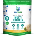BioTrust Poudre de protéines à faible teneur en glucides – Mélange naturel et délicieux de lactosérum et de caséine de vaches sans hormones alimentées par l'herbe – Non OGM, sans soja, sans gluten, sans hormones (Vanilla)