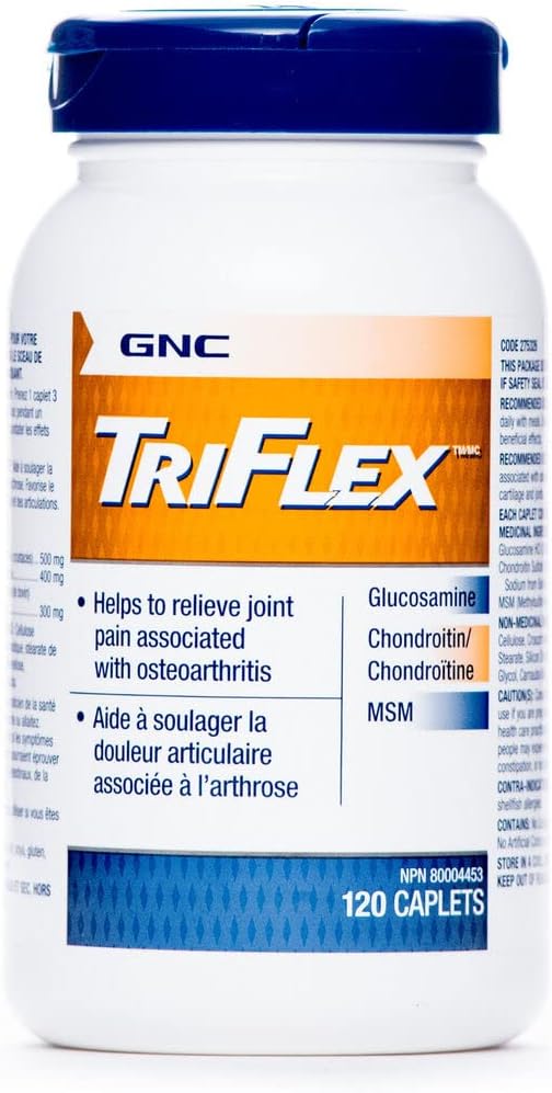 GNC Triflex Joint Support Caplets, Clinical Strength, Glucosamine, Chondroïtine, MSM, Mobilité, Confort, Flexibilité, Santé du Cartilage, pour les hommes et les femmes, HSA FSA Admissible,120 Compte, 40 jours d'approvisionnement
