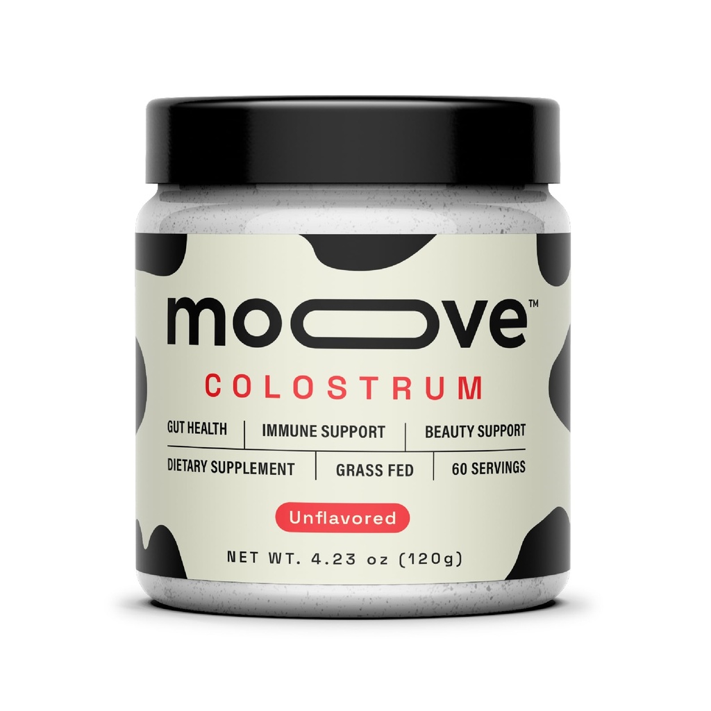 MOOVE Bovine Colostrum Powder Unflavored, Grass-Fed Dutch Cows, Immune & Gut Support, Natural Protein, Superfood for Energy & Recovery - 4.23oz