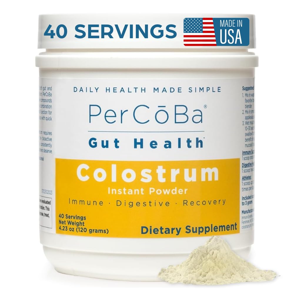 Colostrum Supplement for Gut Health, Bloating, Hair Growth, Muscle Recovery, Immune Support - Unflavored Bovine Colostrum Powder Made in USA, Non-GMO, Gluten Free, 120 Grams Per Serving - 40 Servings