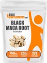 BulkSupplements.com poudre de maca noire - supplément de racine de maca noire, supplément à base de plantes pour les hommes et les femmes - végétalien, sans gluten, 750mg par portion, 250g (8,8 oz) (paquet de 1)