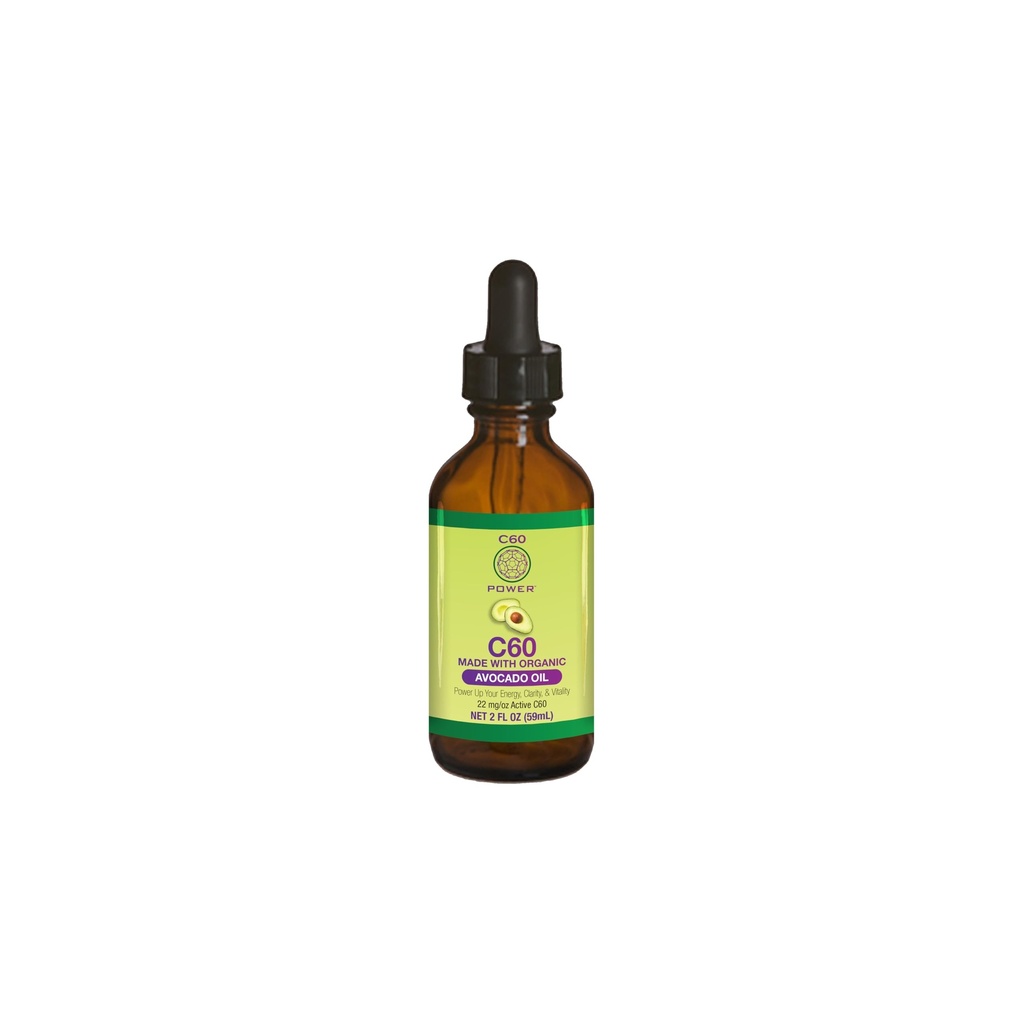 C60 Power C60 dans l'huile d'avocat biologique - Soutien au bien-être naturel pour les hommes et les femmes, 99,99 % de carbone pur Fullerènes, favorise l'énergie, la clarté mentale et l'endurance - 2 fl oz bouteille