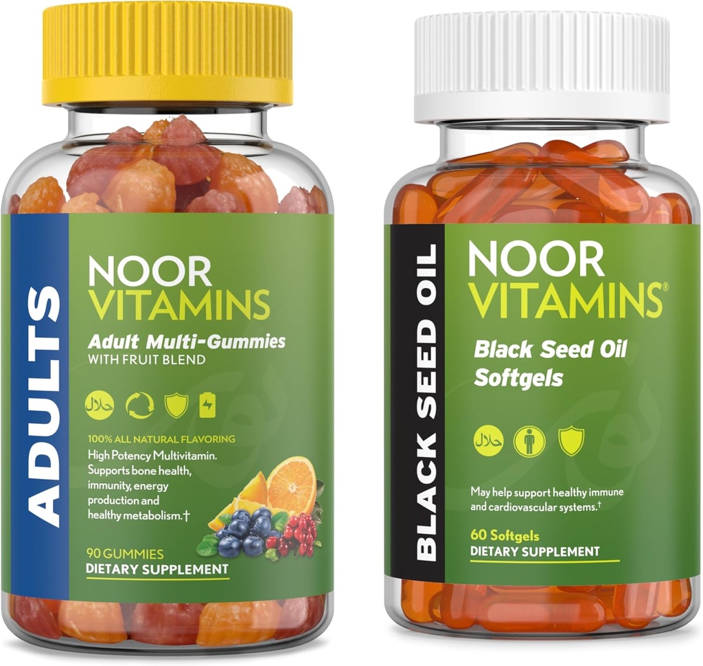 Noor Vitamines Multivitamine adulte Gommy et Black Seed Oil Bundle