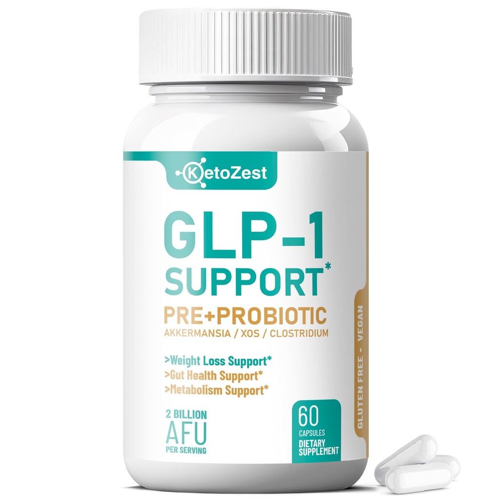 GLP-1 Support Weight Loss Supplement - Prebiotic Probiotic GLP1 Support for Women Men - Natural Support with Akkermansia Muciniphila for Fat Burn Gut & Metabolic Health Support