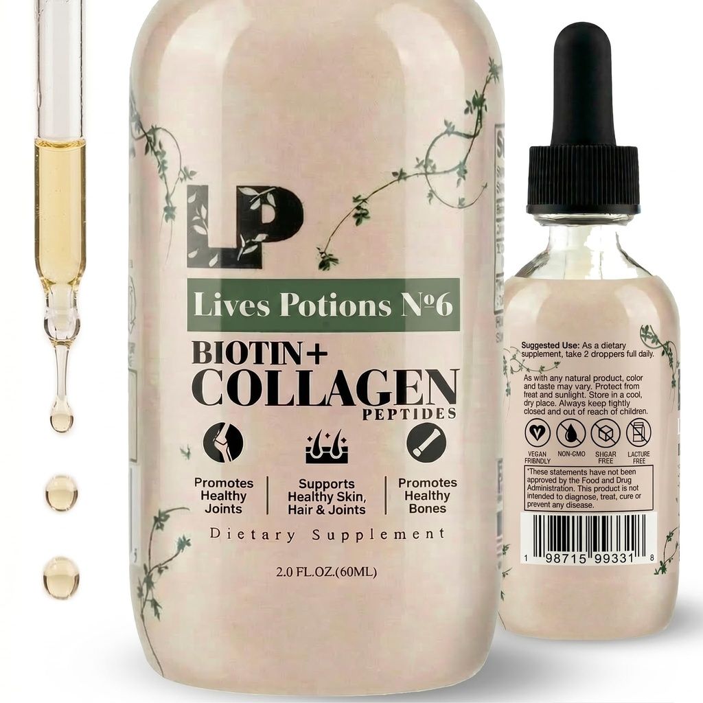 Liquid Collagen for Women & Men Extra Strength 50,000mcg – Collagen Peptides Drops with Biotin | Supports Hair Growth, Strong Nails, Healthy Skin & Joints | 2oz 30 Servings