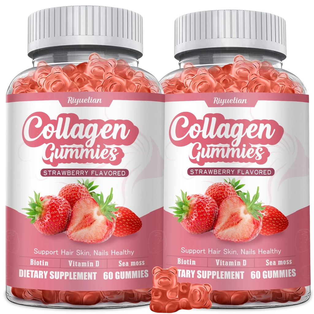 2 Pack Collagen - Hydrolyzed Collagen Peptides with Biotin, Collagen for Supports Healthy Skin, Strong Nails & Thick Hair - Non-GMO & Gluten Free Complex Supplement - 120 Vegan