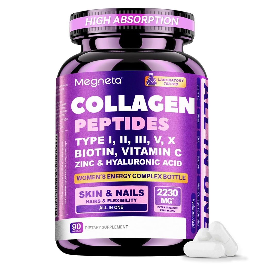 Collagen Capsules with Vitamin C, Biotin & Zinc | 90 Capsules, 30-Day Supply