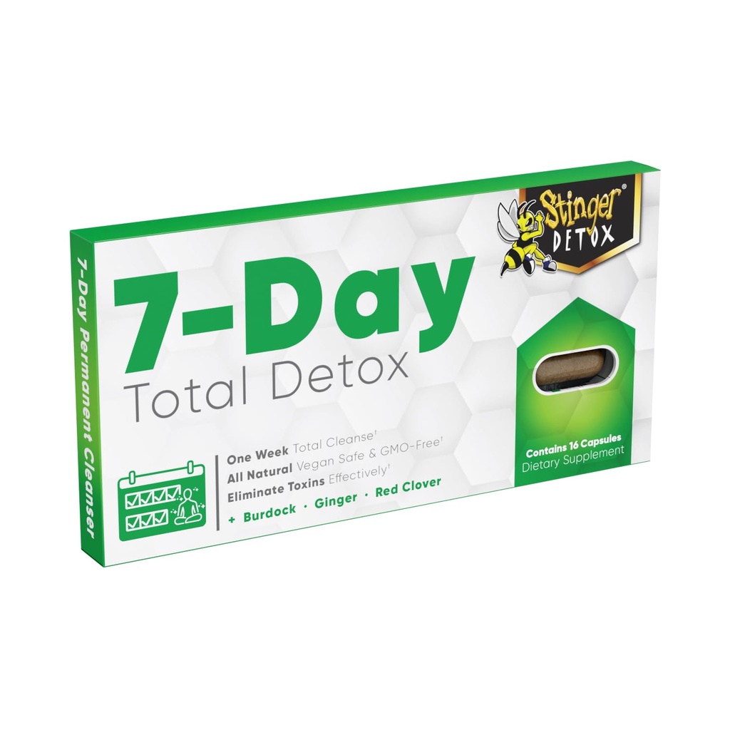 Stinger Detox 7-Day Total Detox Permanent Cleanser | Burdock + Ginger + Red Clover | One Week Total Cleanser | All Natural Vegan Safe & GMO-Free