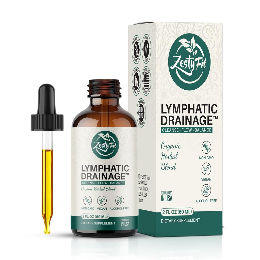 Lymphatic Drainage Drops 11-in-1 – Organic Lymph Cleanse & Detox Support Liquid – Cleavers, Dandelion, Burdock, Echinacea & Elderberry – Vegan, Non-GMO, Alcohol-Free for Adults, 2 Fl Oz