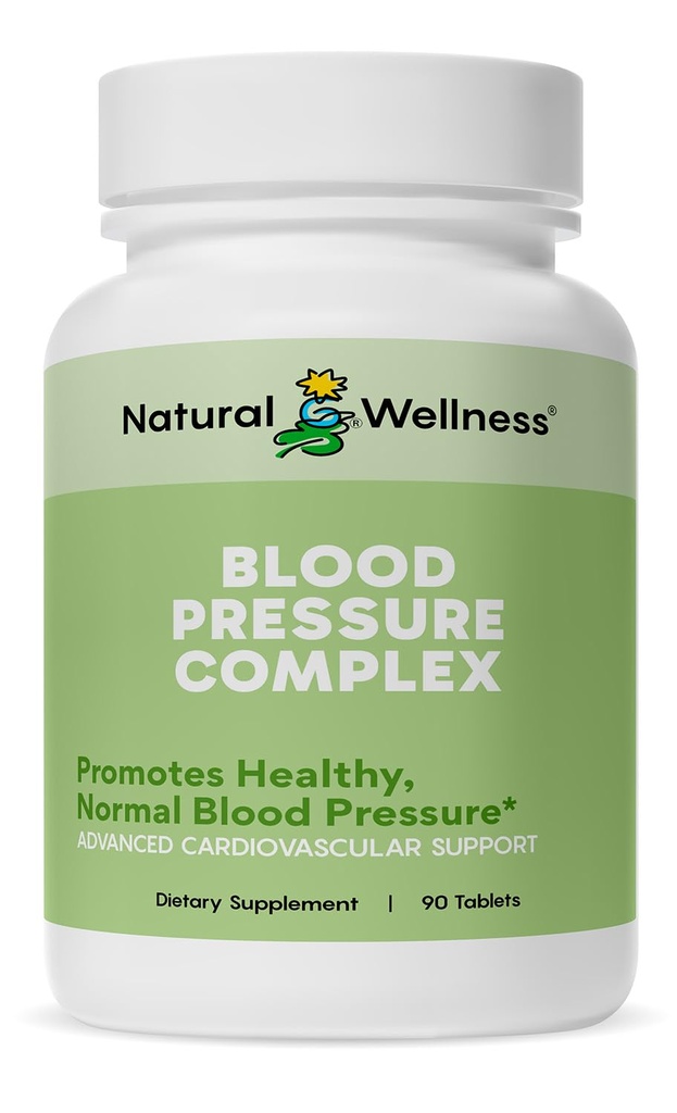 Natural Wellness Blood Pressure Complex – Herbal & Nutrient Blend for Healthy Blood Pressure, Circulation, Heart Function & Stress Support – Supports Normal Blood Flow – 90 Tablets