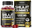 Shilajit Gummies pour les hommes et les femmes 1000mg (grade d'or de haute puissance avec 85+ minéraux traces avec l'acide fulvic) - Soutien de l'énergie et de l'immunité - tiers testé, non OGM, végétalien et fabriqué aux États-Unis - (60 Gummies)