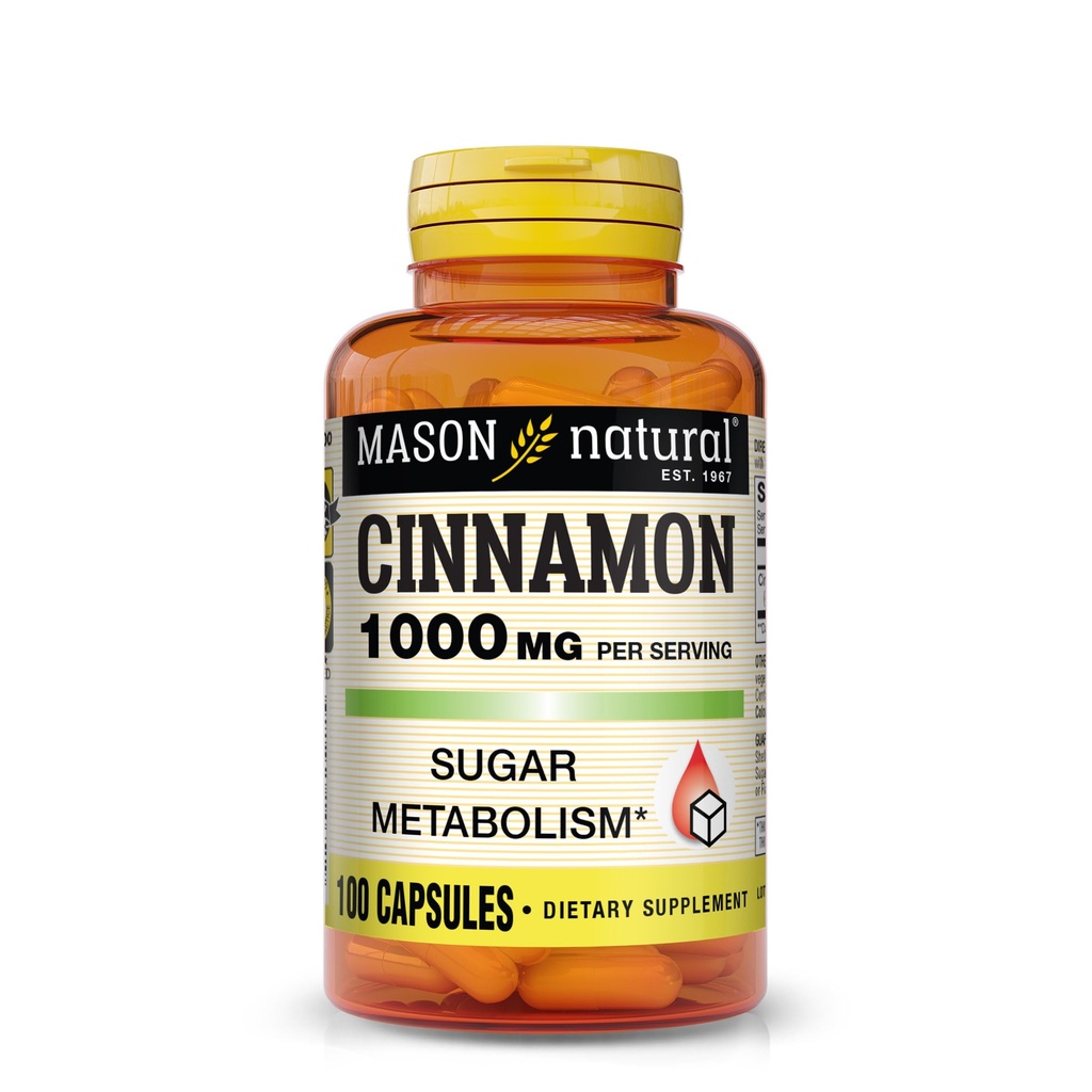 Cinnamon NATUREL MASON, 1000 mg, 100 capsules (paquet de 3), supplément alimentaire à base de plantes