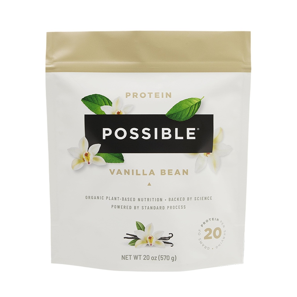 Poudre de protéines Vanille - 20g de mélange végétalien de protéines à base végétale - non-OGM, non laitiers, sans gluten - 3,5g de BCAA - 9 acides aminés essentiels - approvisionnement de 15 jours - 1 sac, 15 portions