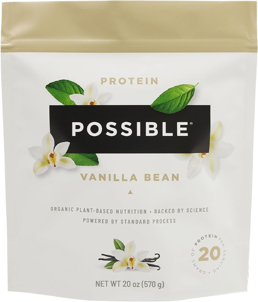 Protein Powder Vanilla Bean - 20g of Vegan, Plant-Based Protein Mix - Non-GMO, Non-Dairy, Gluten-Free - 3.5g of BCAAs - 9 Essential Amino Acids - 15-Day Supply - 1 Bag, 15 Servings