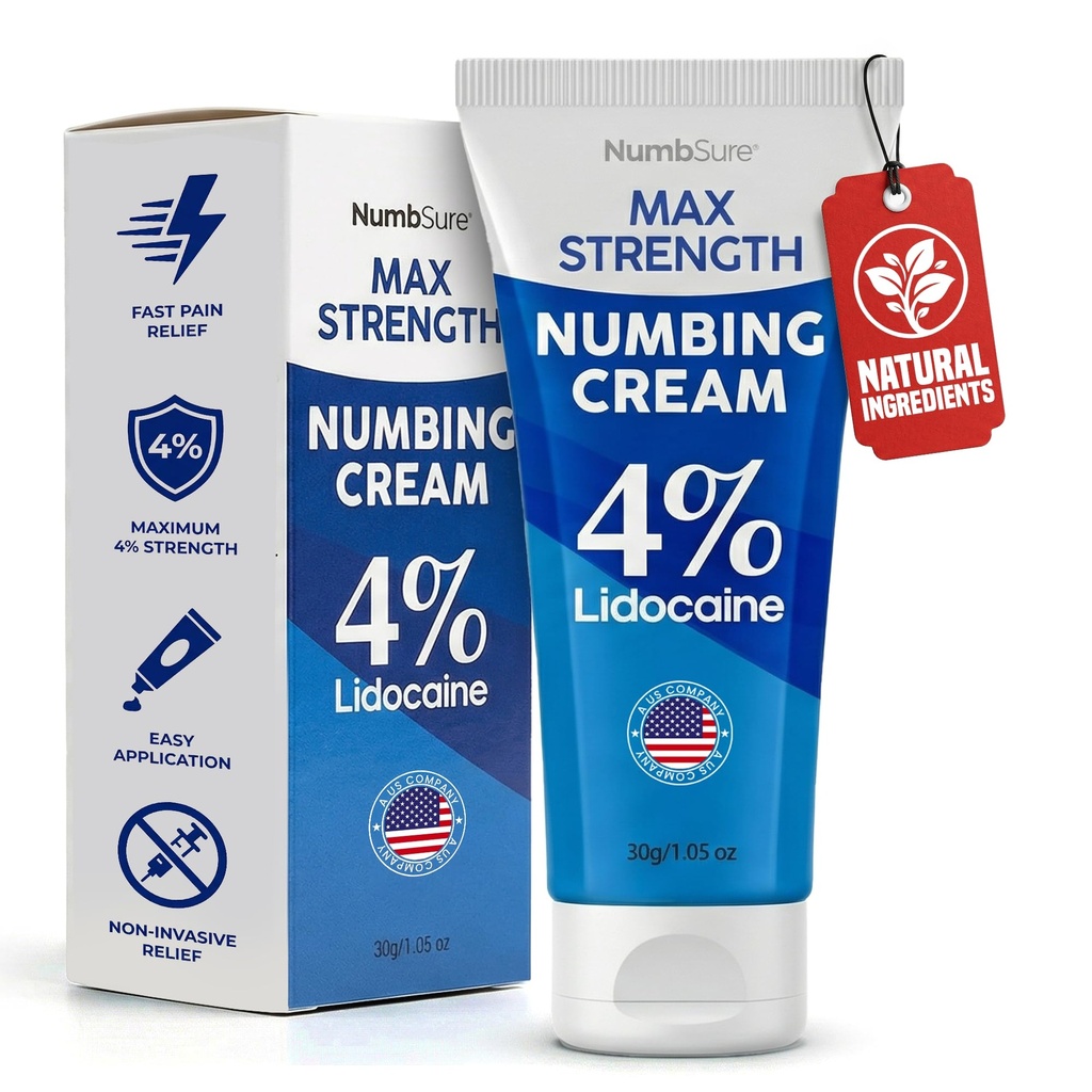 Lidocaine 4% Numbing Cream – Topical Skin Comfort Cream for Sensitive Skin, Helps Reduce Discomfort, Itching & Burning Sensation – Fast Absorbing Skin Care Cream