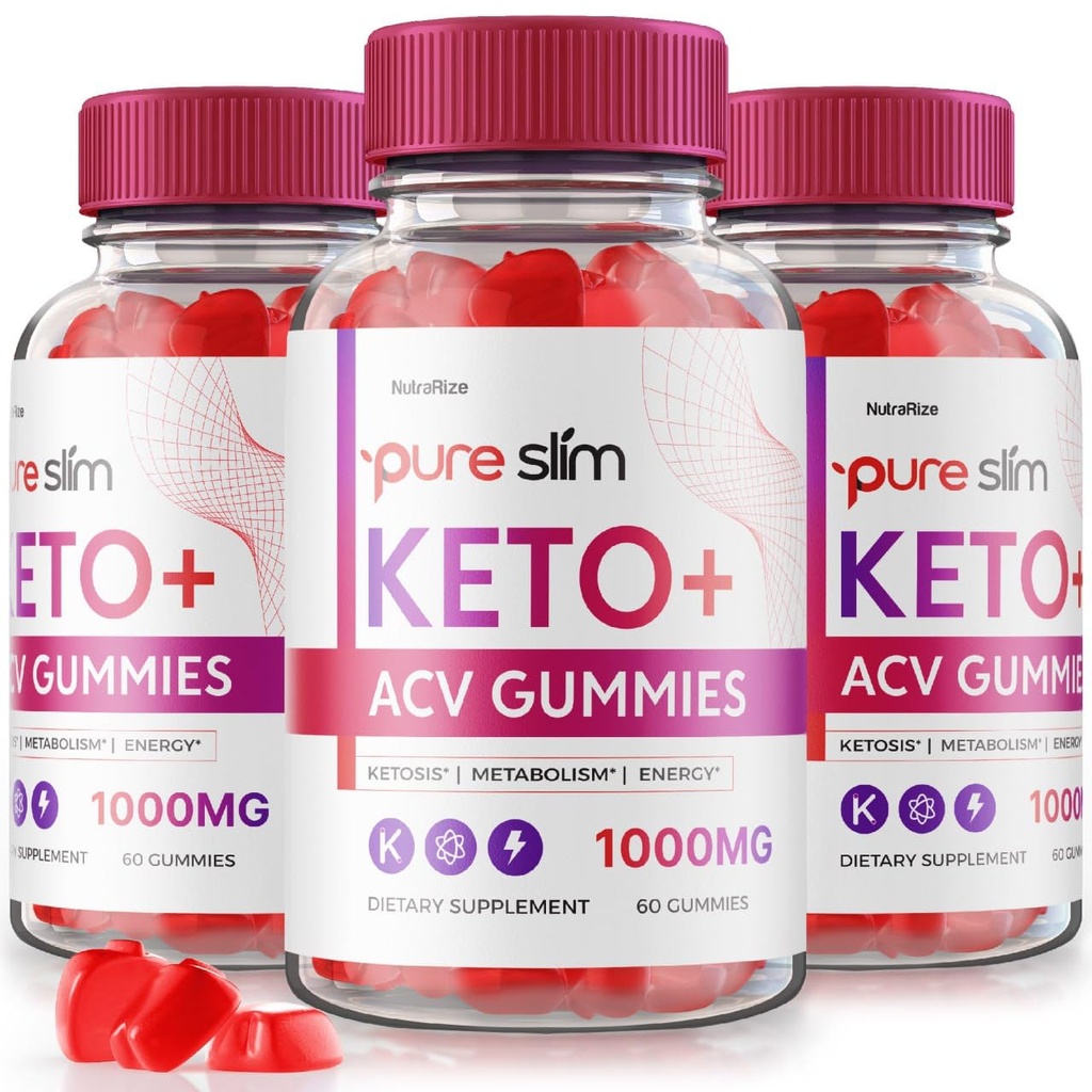 NutraRize (Pack of 3 Pure Slim Keto + ACV Gummies Advanced Weight Loss, Maximum Strength Supplement (180 Gummies)