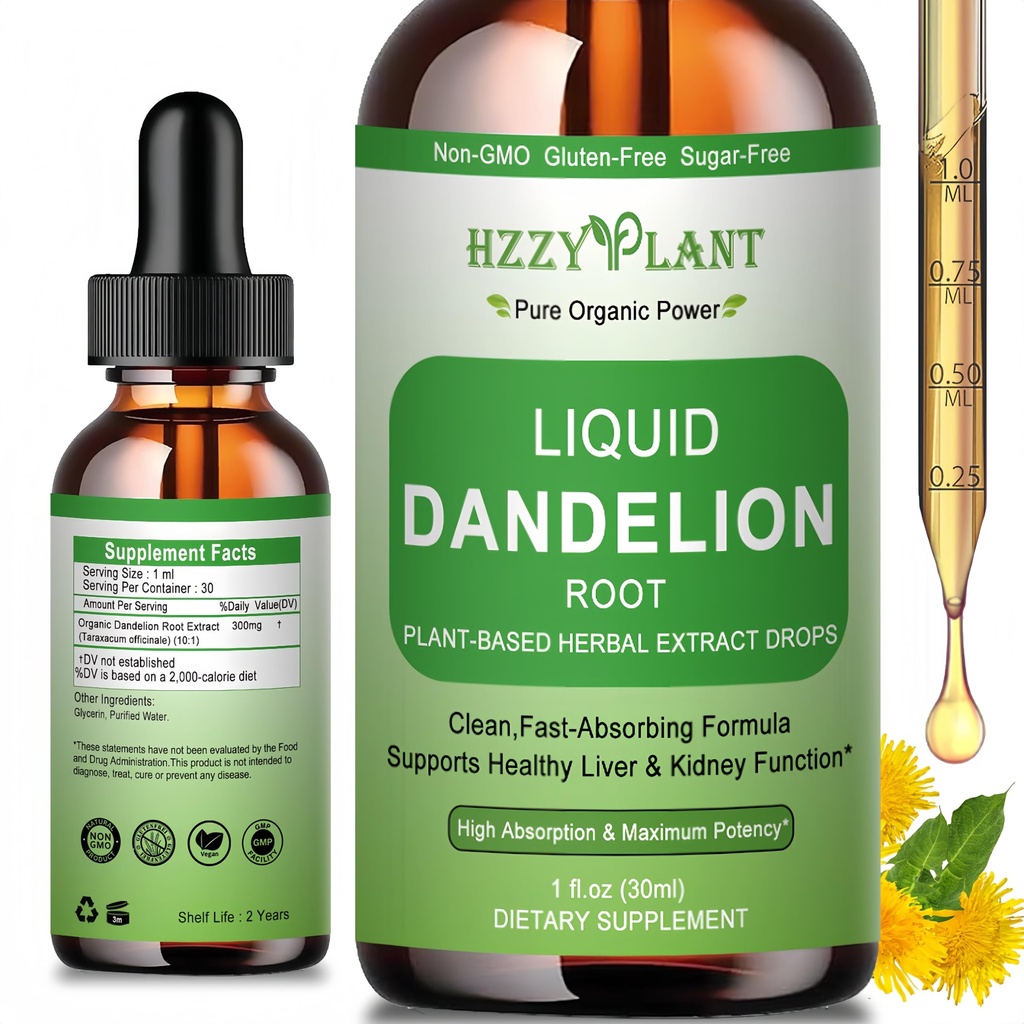 Dandelion Root Extract - Organic Dandelion Root Drops for Liver Cleanse Detox Support - Liquid Dandelion Root Supplement Tincture for Immune,Liver,Gut Health - Herbal Extract Vegan,Sugar Free,Non-GMO