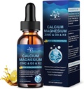 (4 Pack) 10 en 1 supplément au zinc de magnésium de calcium, gouttes liquides complexes de glycin de magnésium avec vitamine D3 K2 B6, Citrate de calcium végétalien Bone & Immunissance, Sommeil et Crampes, Boron, 1 Fl Oz