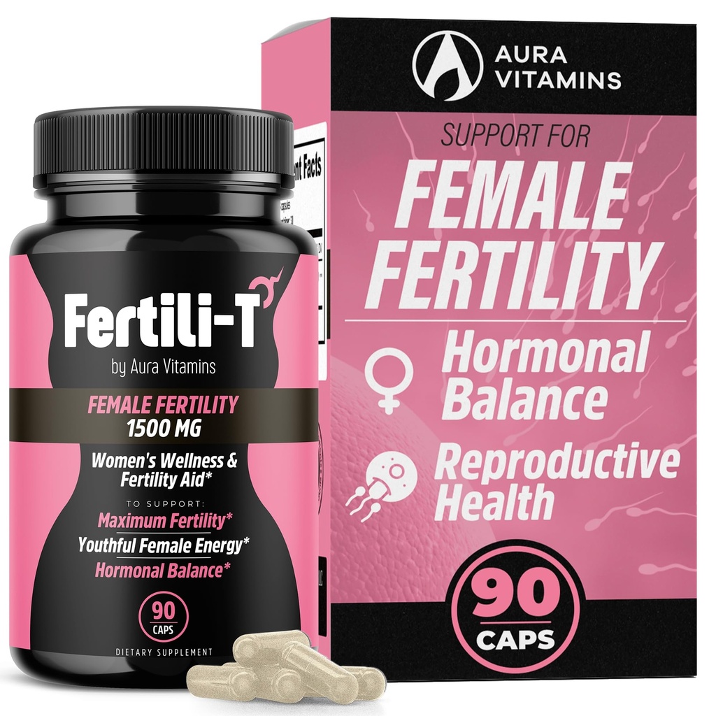 Fertili-t Female (90 Caps) Natural Fertility Support, Hormonal Balance & Prenatal Vitamins for Women, Conception Support, Natural Fertility Supplement with Aguaje & Red Maca (30-Day Supply) (1)