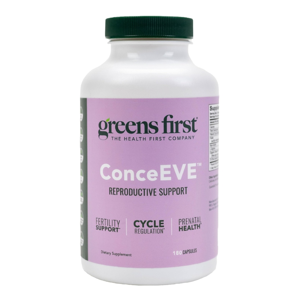 Greens First Female ConceEVE Capsules Female Fertility Formula Conception Supplement Reproductive Health Support Natural Ingredients, 180 Capsules