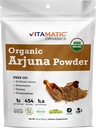 Certifié Vitamatic USDA Arjuna Bio Poudre d'écorce – 1 lb (16 oz) Pure Terminalia Arjuna Bark