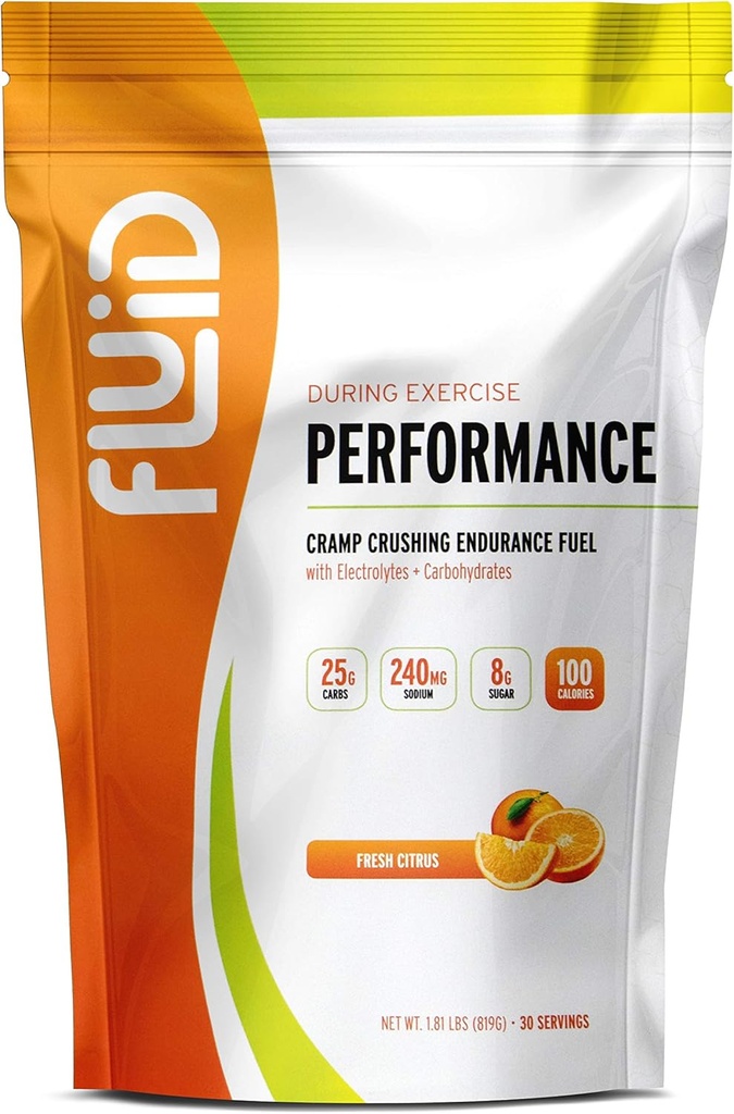 Performance des fluides - faible teneur en sucre en carburant boisson sportive mélange avec électrolytes, tous les ingrédients naturels, sans gluten pour avant ou pendant l'exercice (Citrus frais, 30 portions)