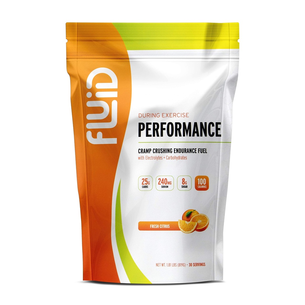 Performance des fluides - faible teneur en sucre en carburant boisson sportive mélange avec électrolytes, tous les ingrédients naturels, sans gluten pour avant ou pendant l'exercice (Citrus frais, 30 portions)