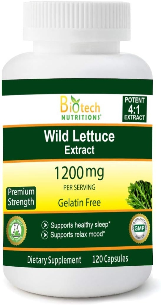 Extrait de laitue sauvage 1200 mg Servant 120 capsules végétales sans gélatine Fabriqué aux États-Unis