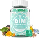 Supplément DIM Femmes 400mg, Supplément Estrogen pour les femmes, Gummées DIM sans sucre pour les hommes et les femmes avec Biotine, Huile de lin, Burdock, Calendula, BioPerine pour l'équilibre hormonal, la ménopause et la prostate 60Cts