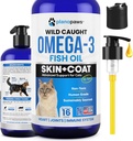 Omega 3 Huile de poisson pour chats - Mieux que l'huile de saumon pour chats - Kitten + Vitamines et suppléments pour chats - Cat Health Supplies - Cat Dandruff Treatment - Liquid Fish Oil for Animals - Produits de couverture de chats