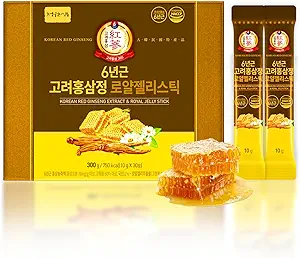 Extrait de ginseng rouge coréen de 6 ans et miel royal de 30 bâtons de parfum doux de 70mg de ginseng, 15% de miel australien de l'énergie, Focus, Fatigue, Immunissance Support